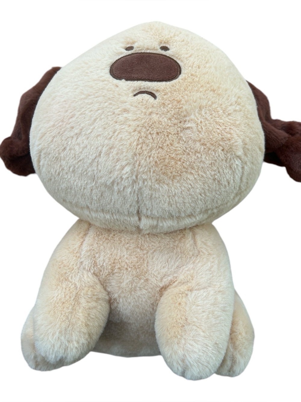 Miniso 12” Sad Dog Plush 2832517001 Tan Puppy Big Nose Brown Ears Stuffed Toy‎